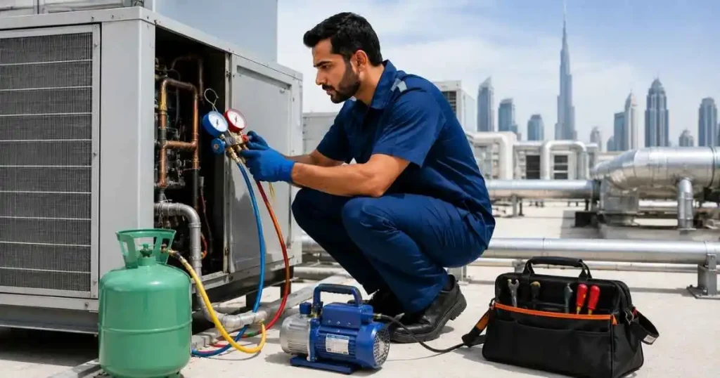 Central AC Gas Refill and Leak Repair Dubai